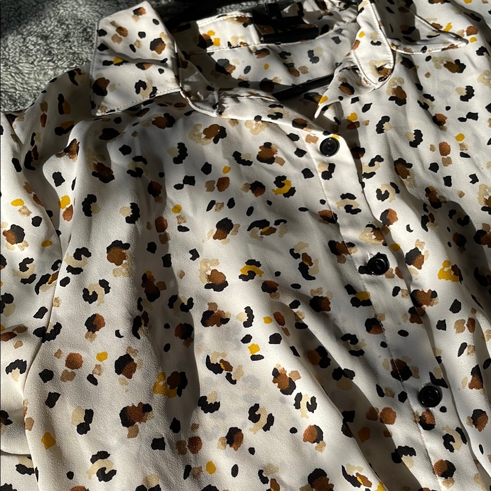 Leopard Print Button-Up Blouse